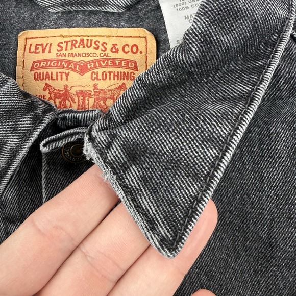 Vintage Levis Jacket Mens Large Black Faded Trucker Denim Type 3 Jean 70507 - Picture 4 of 16